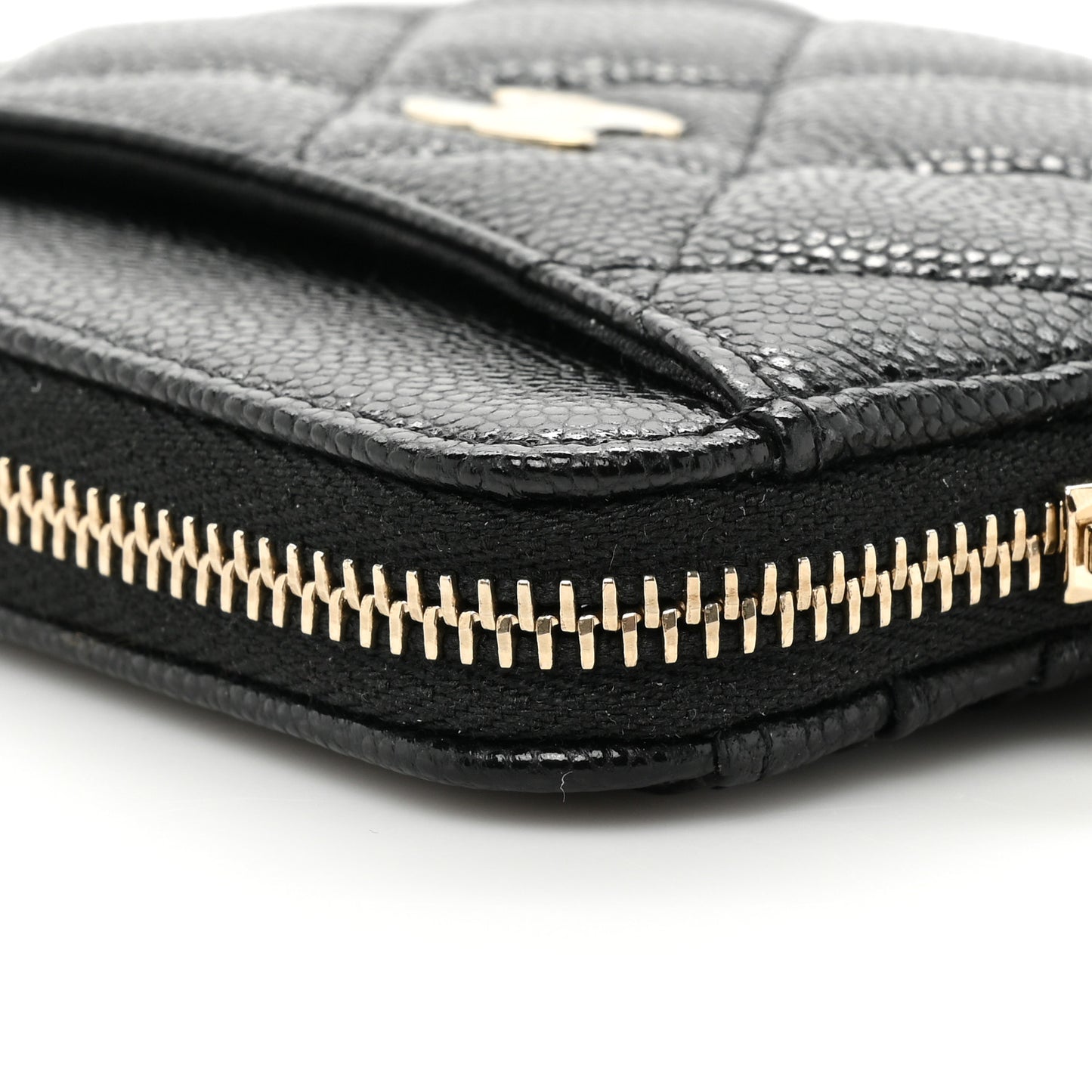 Caviar Quilted Zip Card Holder Wallet Black