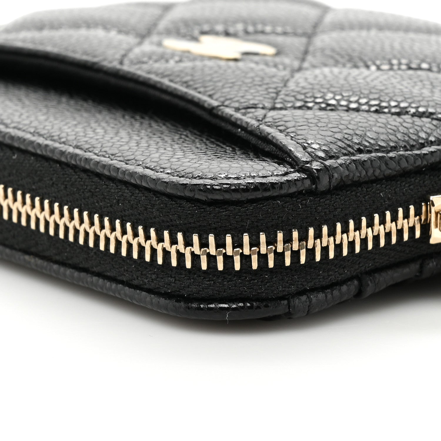 Chanel Caviar Quilted Zip Card Holder Wallet Black 10 of 11
