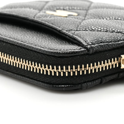 Chanel Caviar Quilted Zip Card Holder Wallet Black 10 of 11