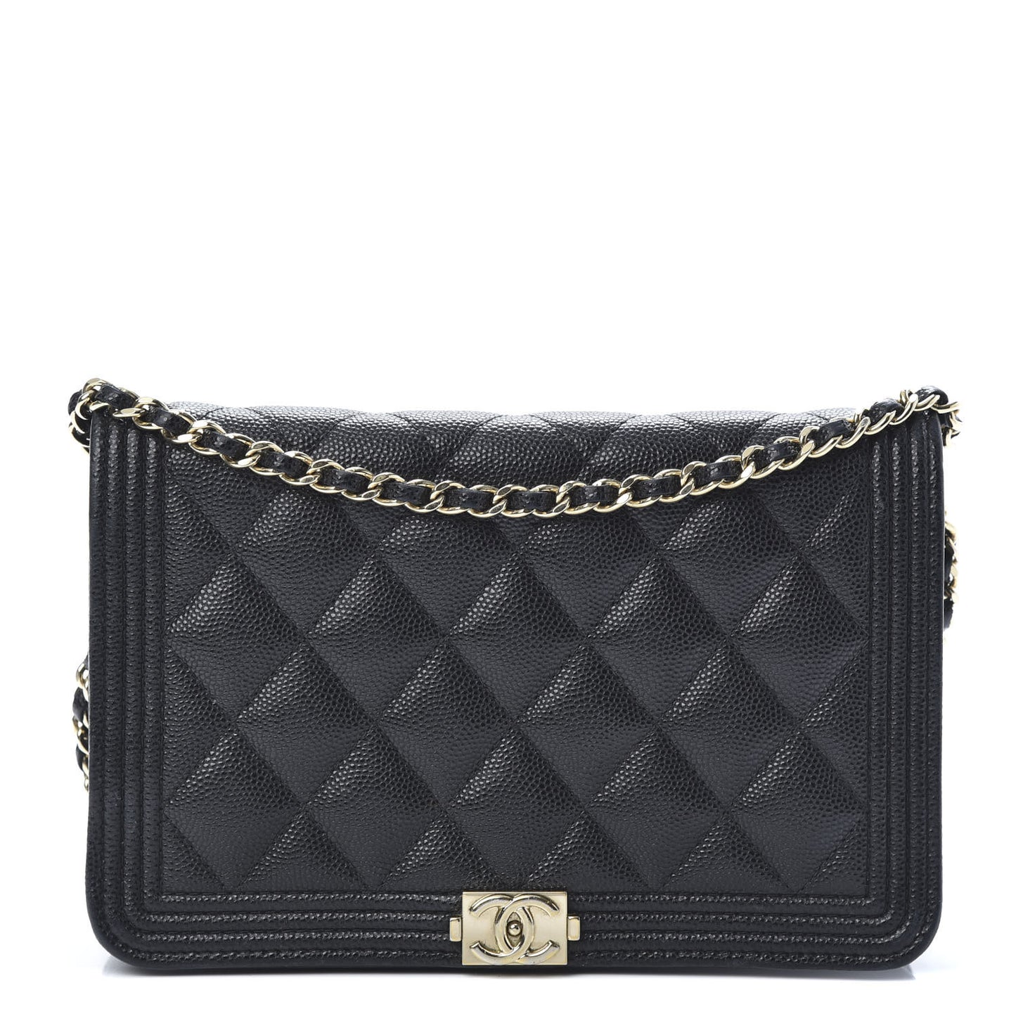 Caviar Quilted Boy Wallet On Chain WOC Black