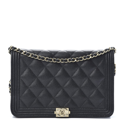 Chanel Caviar Quilted Boy Wallet On Chain WOC Black 1 of 15