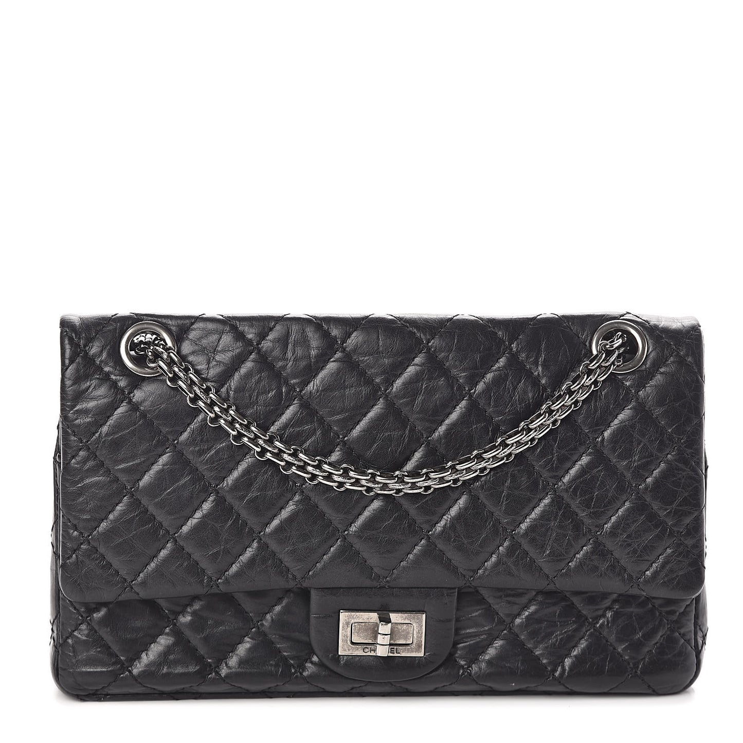 Aged Calfskin Quilted 2.55 Reissue 225 Flap Black