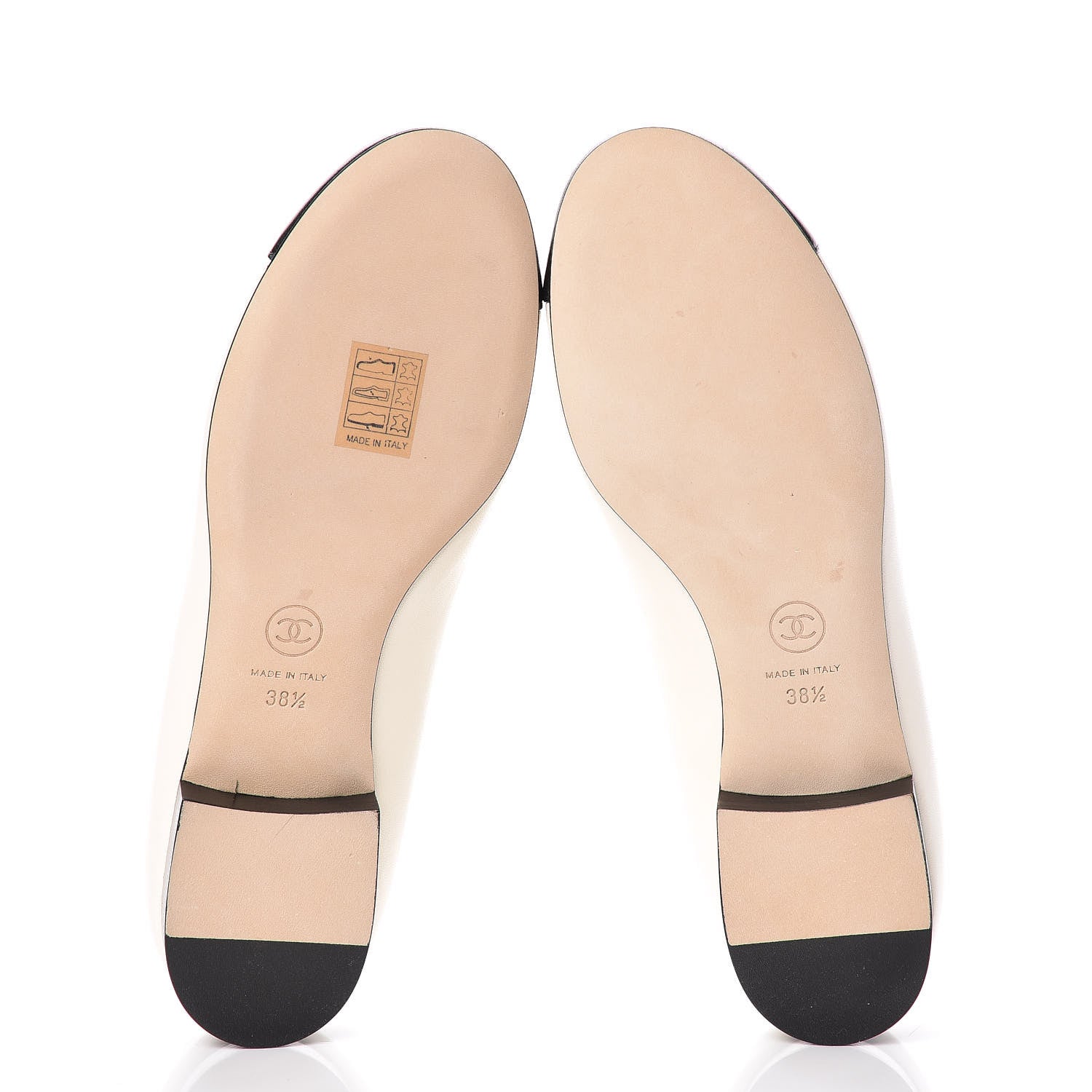 Chanel Lambskin Cap Toe Crystal Star Flats 38.5 White Black 5 of 9