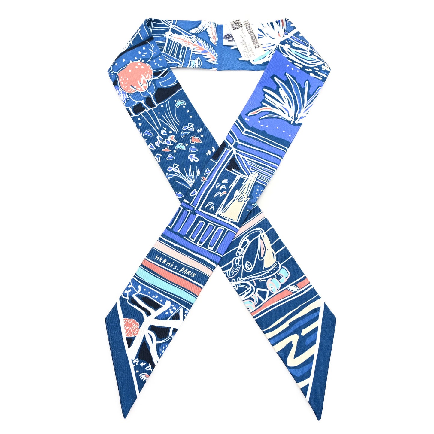 Silk Rayures D'ete Twilly Bleu Rose Blanc