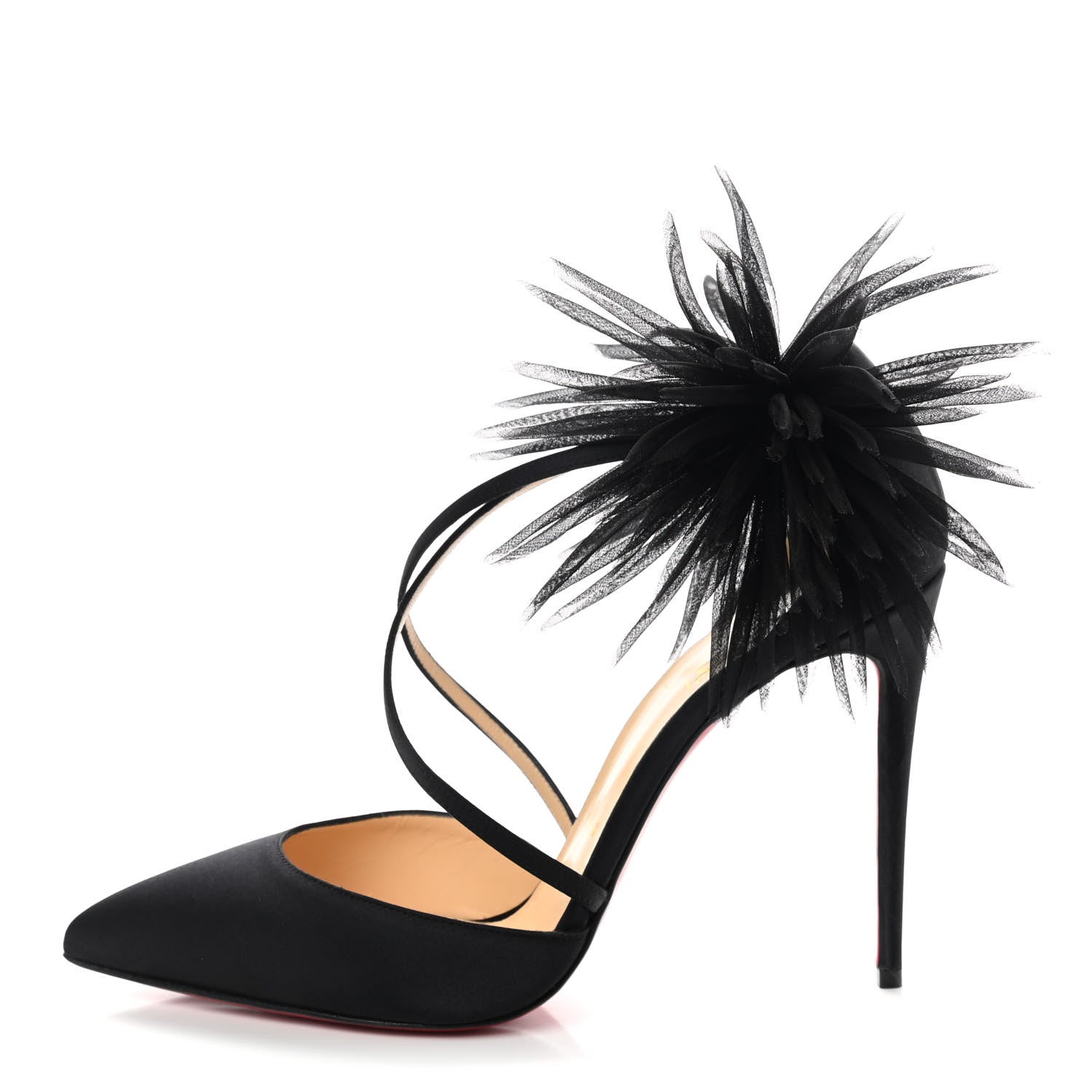 Christian Louboutin Crepe Satin Gela Davis 100 Pumps 38.5 Black 1 of 7