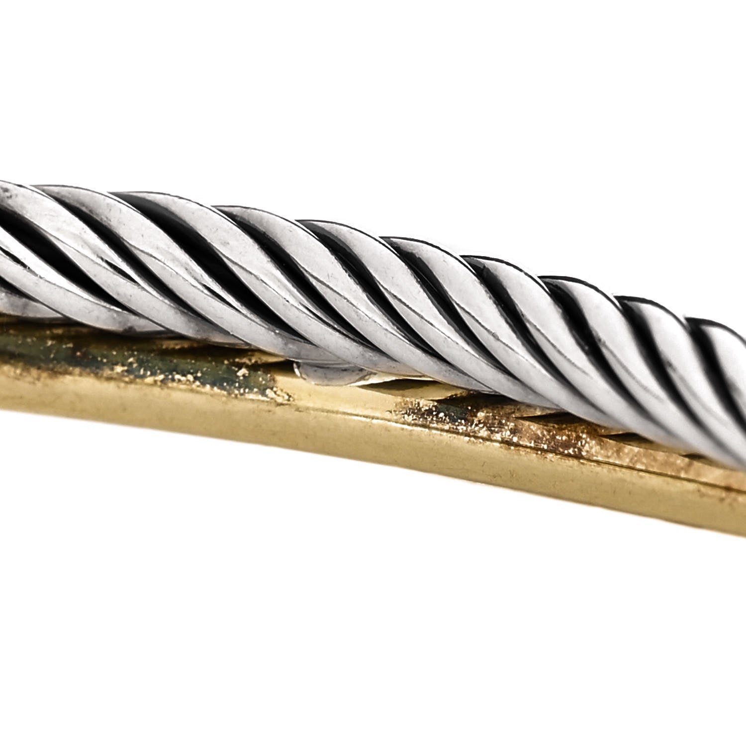 David Yurman Sterling Silver 18K Yellow Gold 3mm Crossover Bracelet 5 of 5