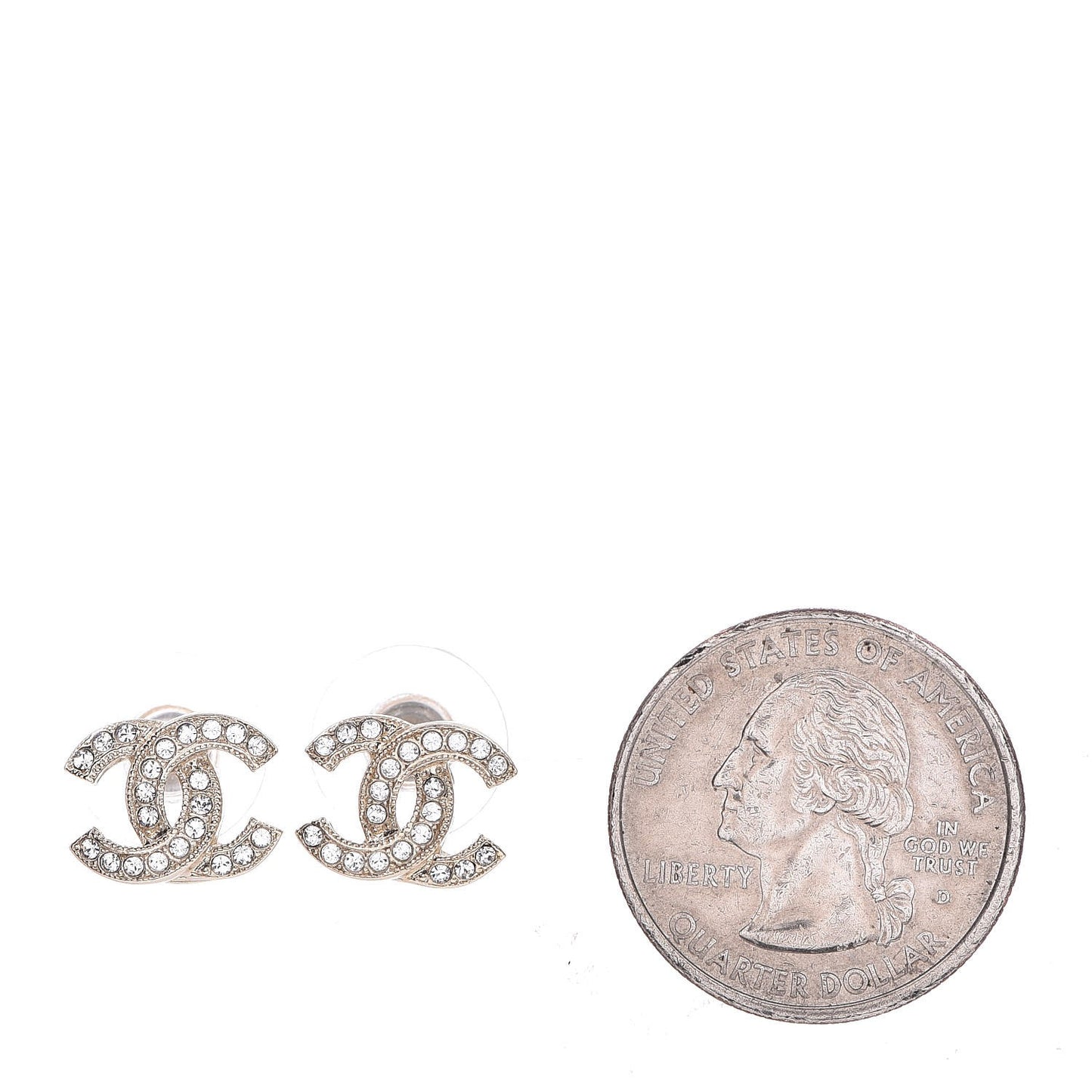 Crystal Mini CC Earrings Light Gold