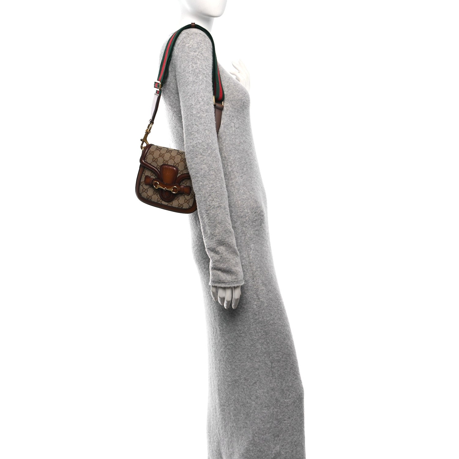 Gucci Monogram Small Lady Web Shoulder Bag Beige Cuir 2 of 17