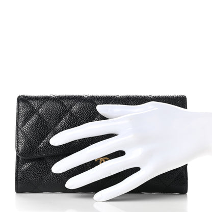 Chanel Caviar Quilted Long Flap Wallet Black 2 of 8