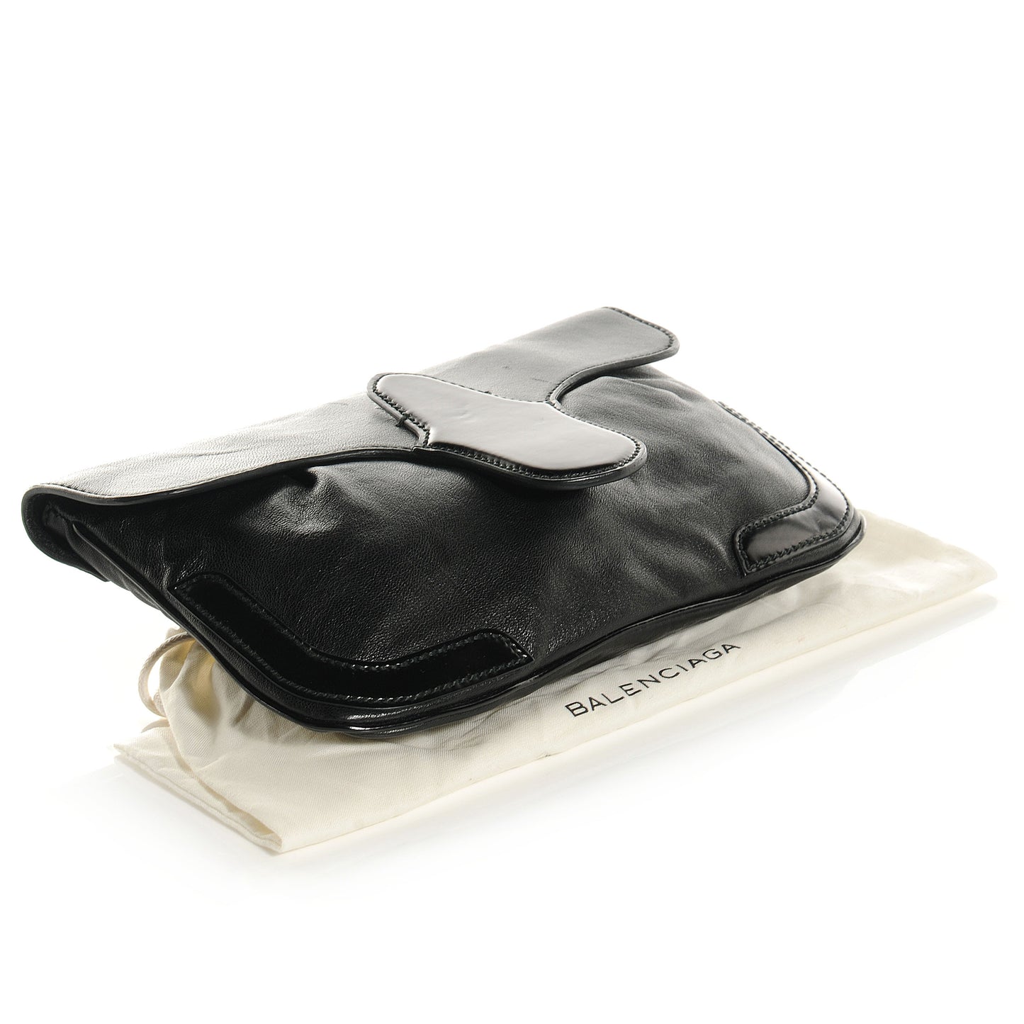 Leather Lune Clutch Black