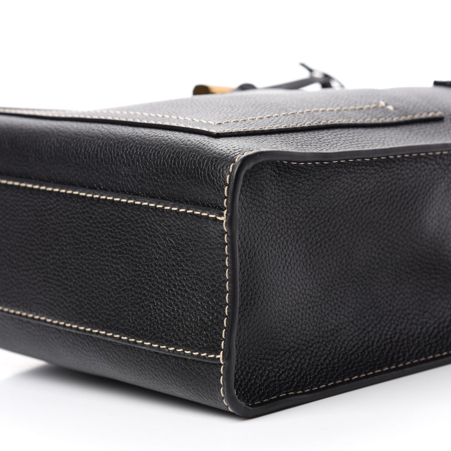 Grained Calfskin Medium Grind T Pocket Tote Black