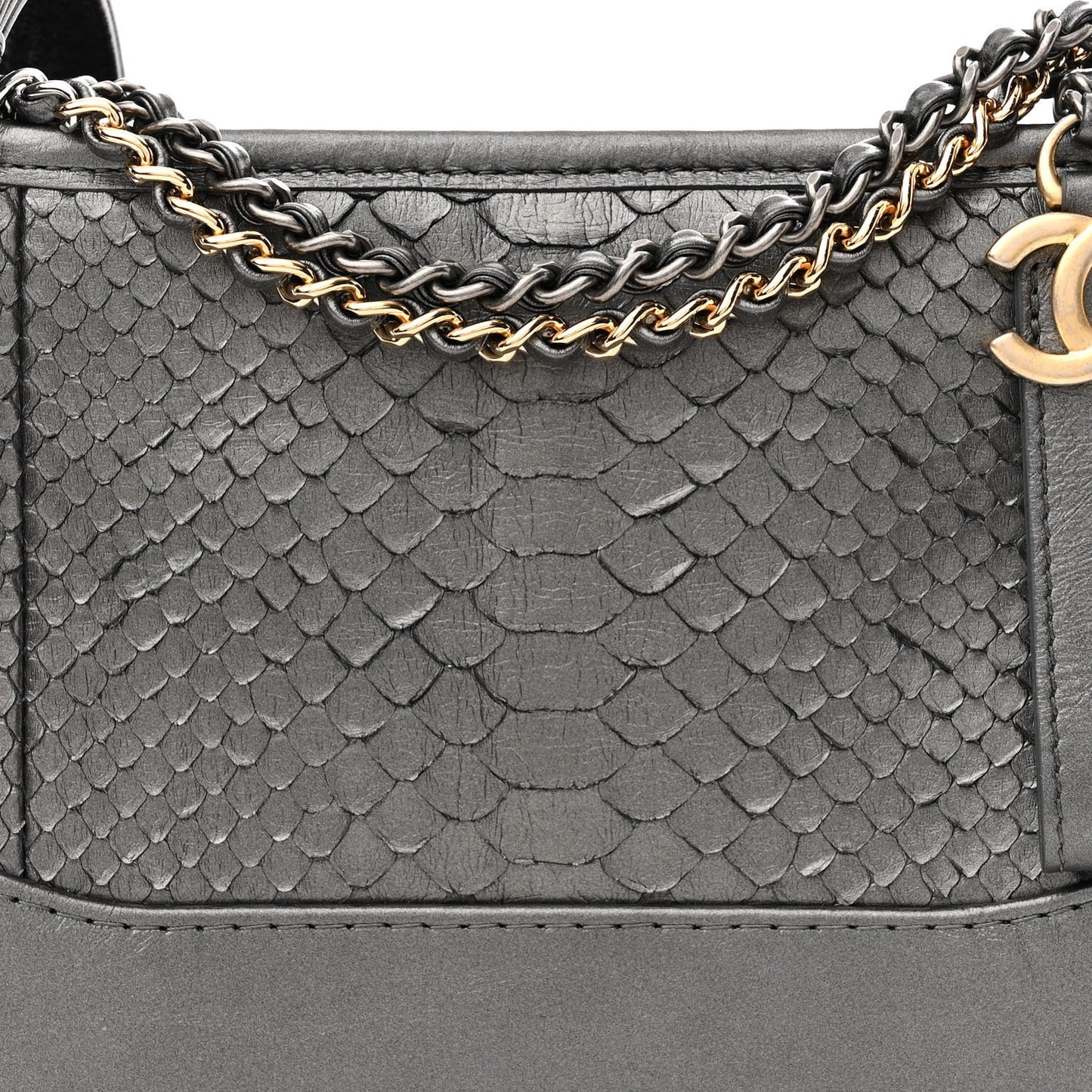 Metallic Snakeskin Small Gabrielle Hobo Black