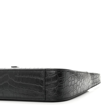 Saint Laurent Calfskin Crocodile Embossed LE 5 A 7 Hobo Black 9 of 9