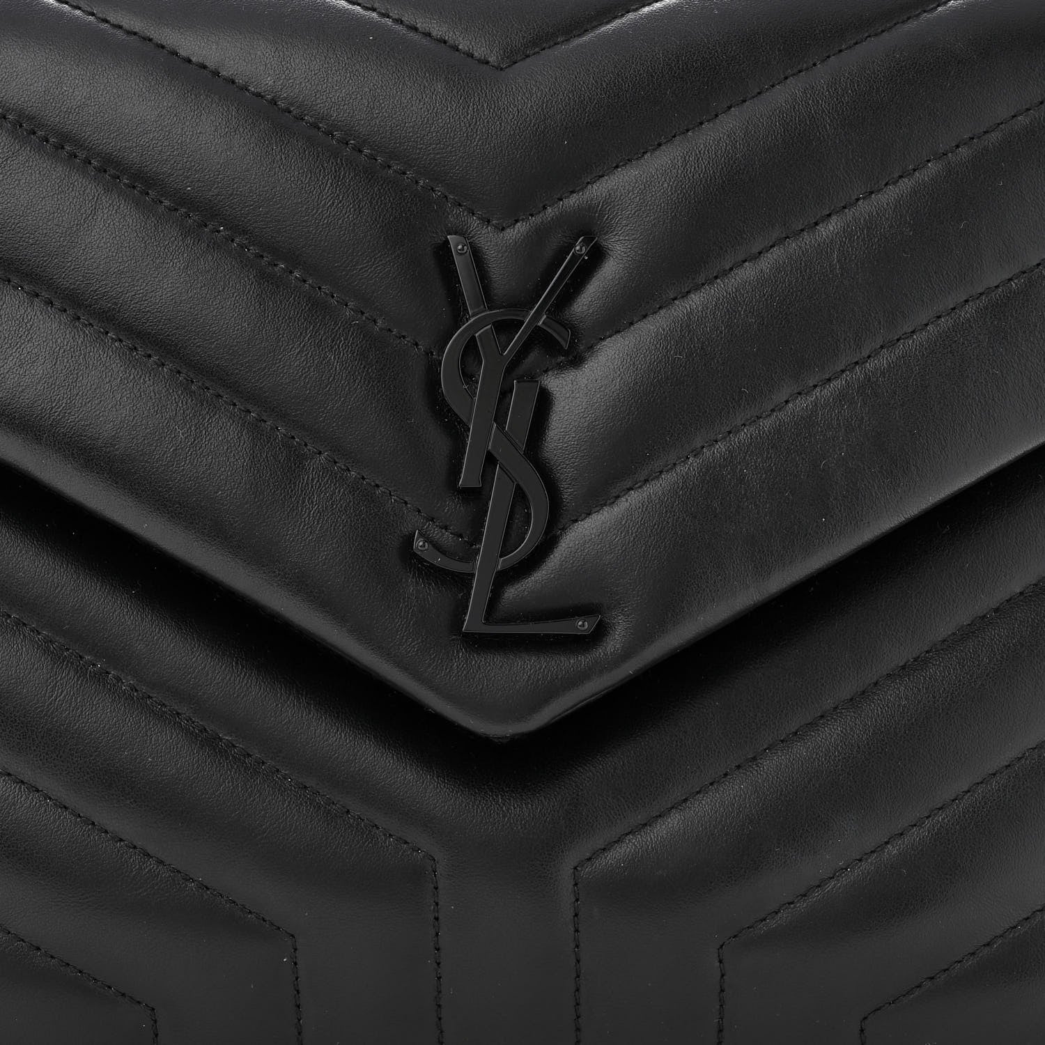 Saint Laurent Calfskin Y Quilted Monogram Monochrome Medium Loulou Chain Satchel Black 7 of 9