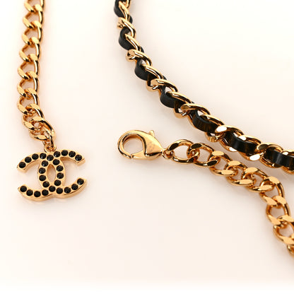 Chanel Crystal Lambskin CC Camellia Belt Black Gold 3 of 5