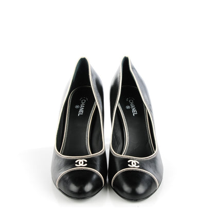 Chanel Lambskin CC Cap Toe Pumps 42 Black White 2 of 10