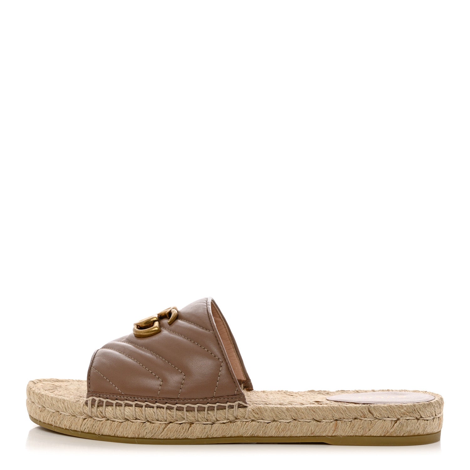 Gucci Nappa Matelasse GG Marmont Espadrille Slide Sandals 40 Porcelain Rose 1 of 11