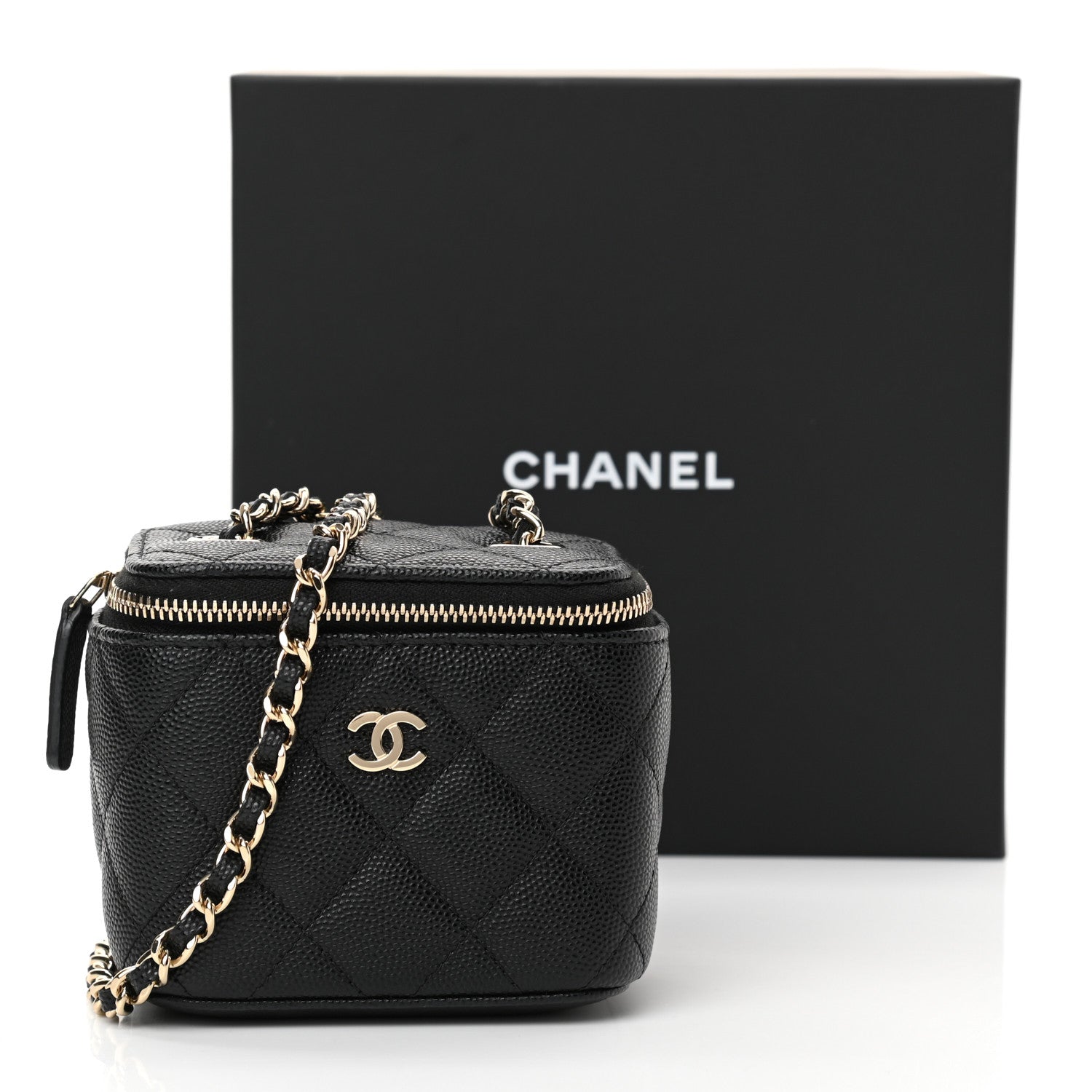 Chanel Caviar Quilted Mini Vanity Case With Chain Black 22 of 23