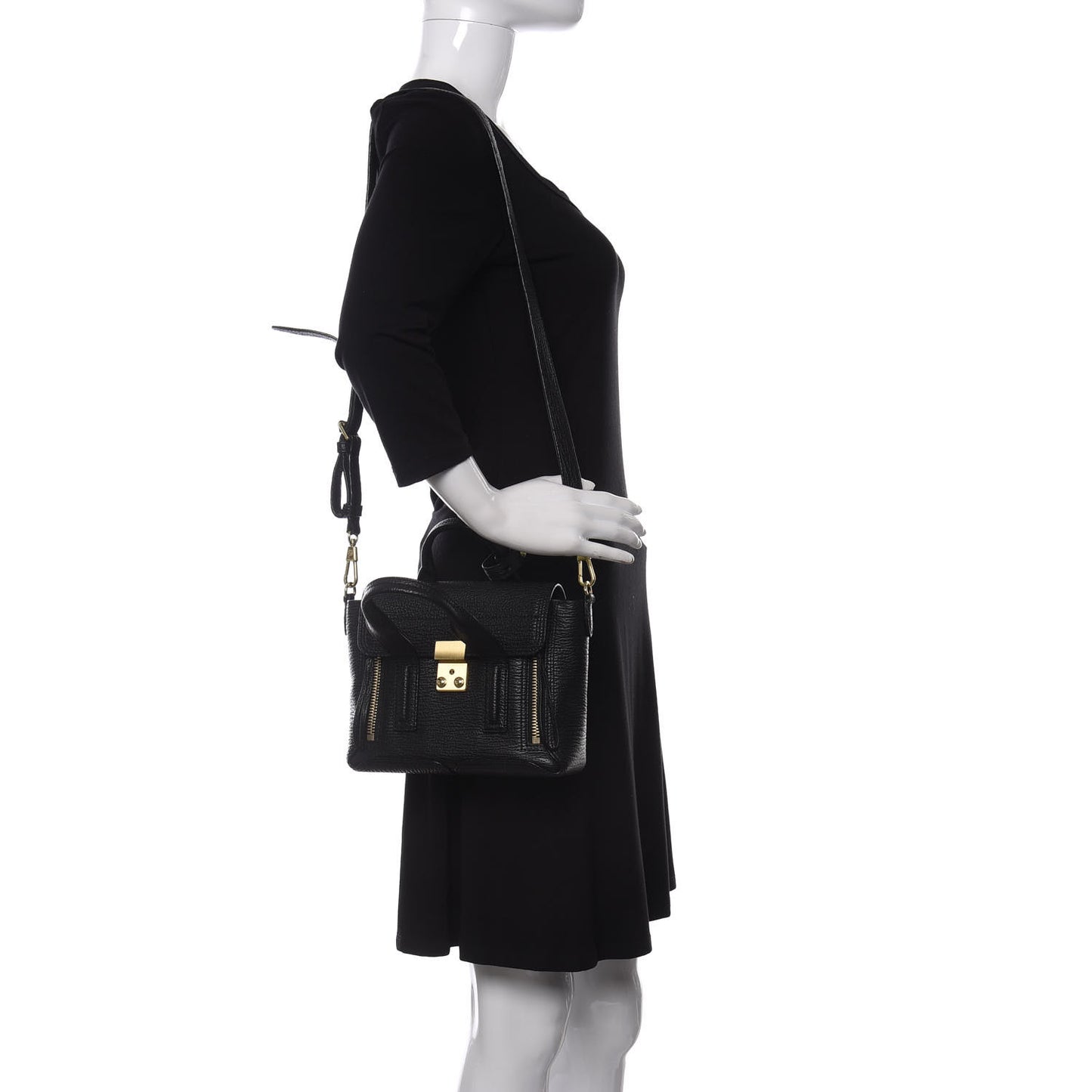 Textured Calfskin Mini Pashli Satchel Black