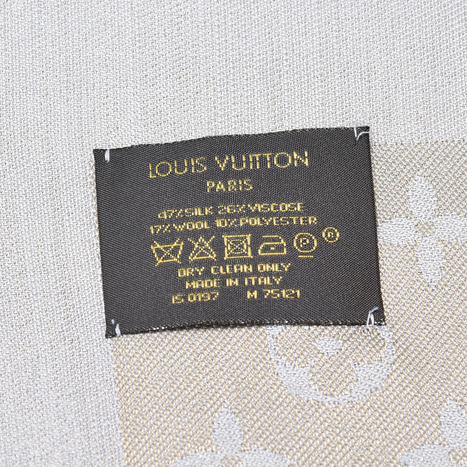 Louis Vuitton Silk Wool Monogram Shine Shawl Beige 5 of 5