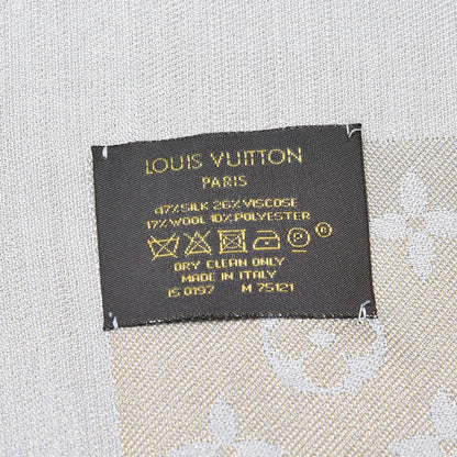 Louis Vuitton Silk Wool Monogram Shine Shawl Beige 5 of 5