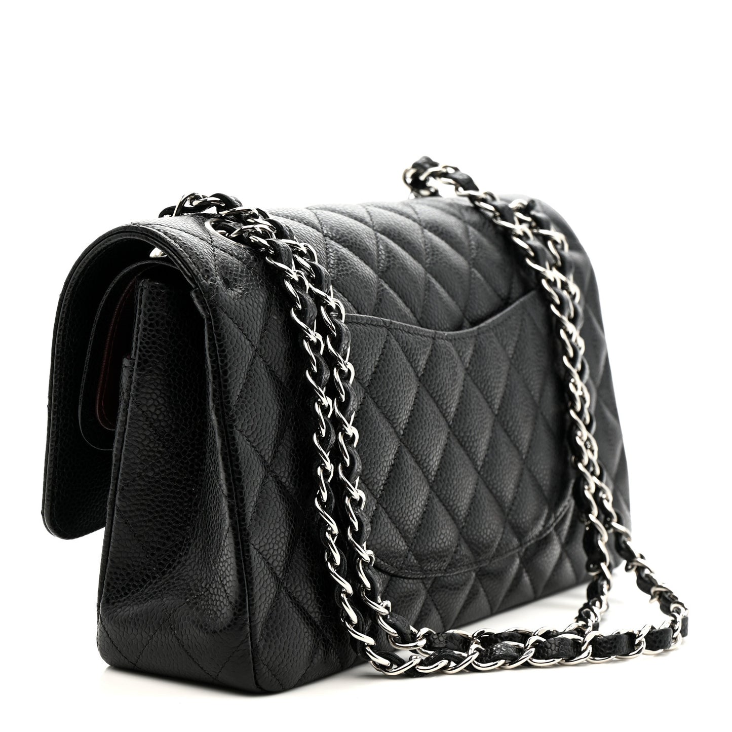Caviar Quilted Medium Double Flap Black