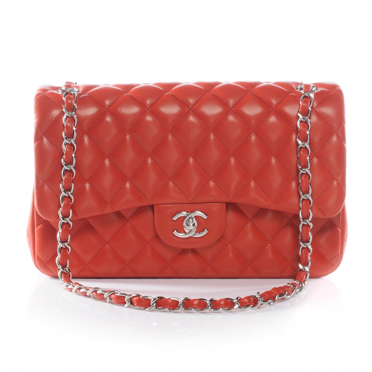 Lambskin Jumbo Double Flap Red