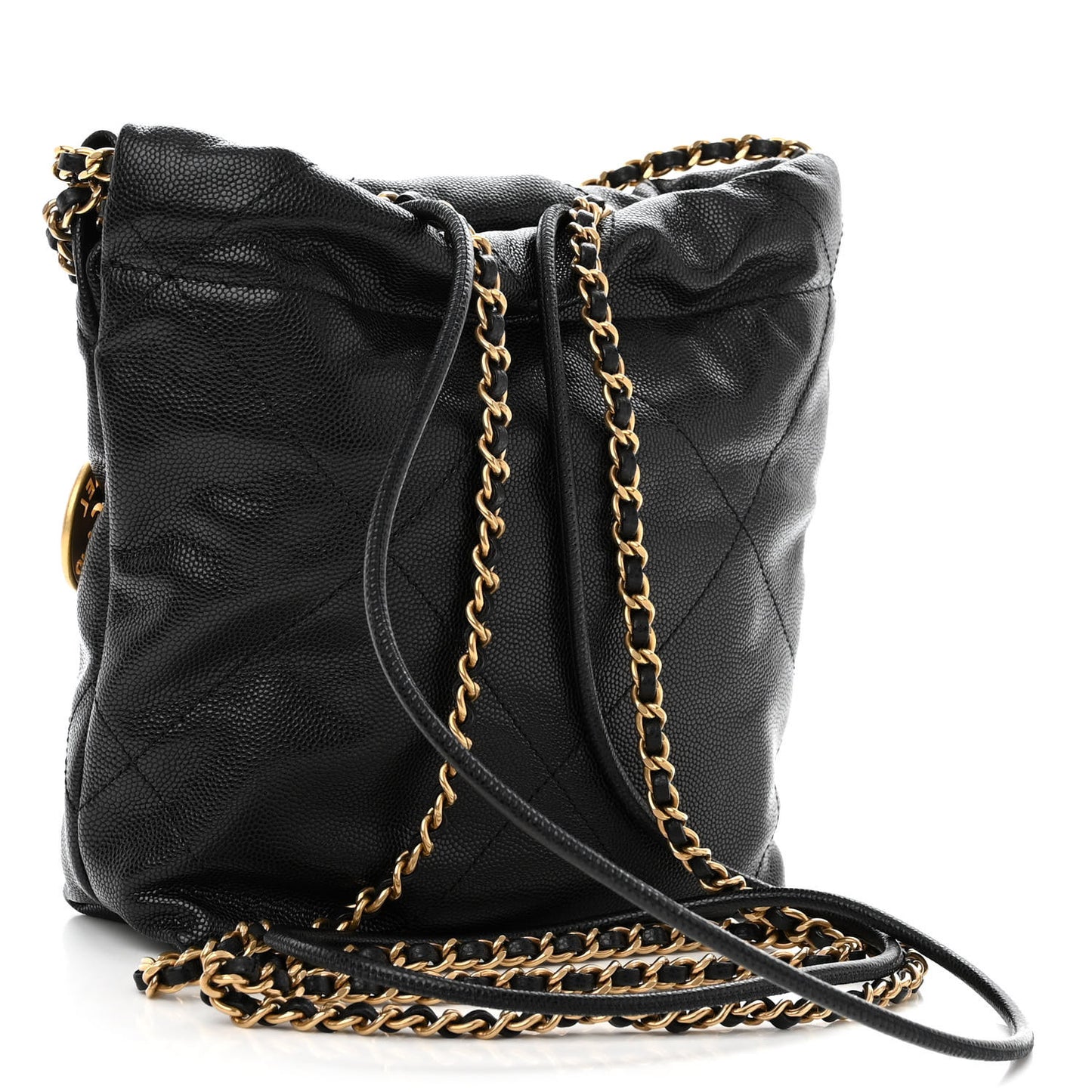 Shiny Caviar Quilted Monochrome Mini Chanel 22 Black