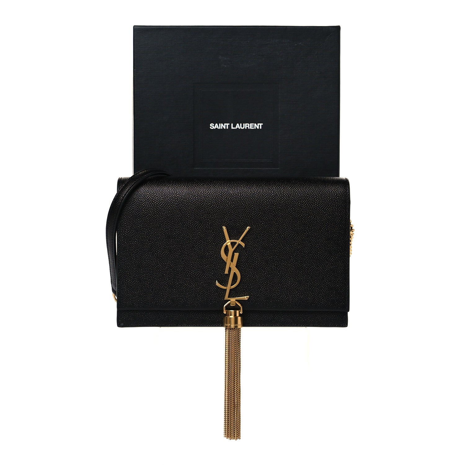 Saint Laurent Grain De Poudre Classic Monogram Kate Tassel Chain Wallet Black 10 of 10
