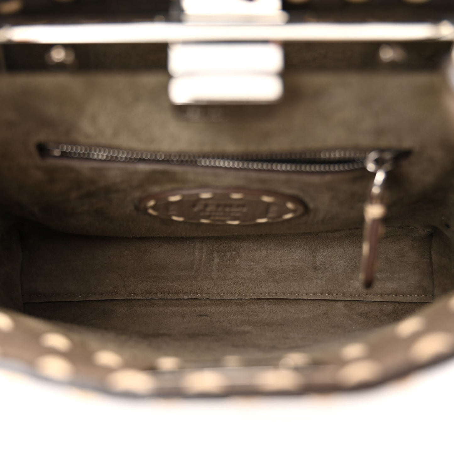 Vitello Granato Camoscio Macro Stitching Selleria Mini Peekaboo Iconic Satchel Tartufo