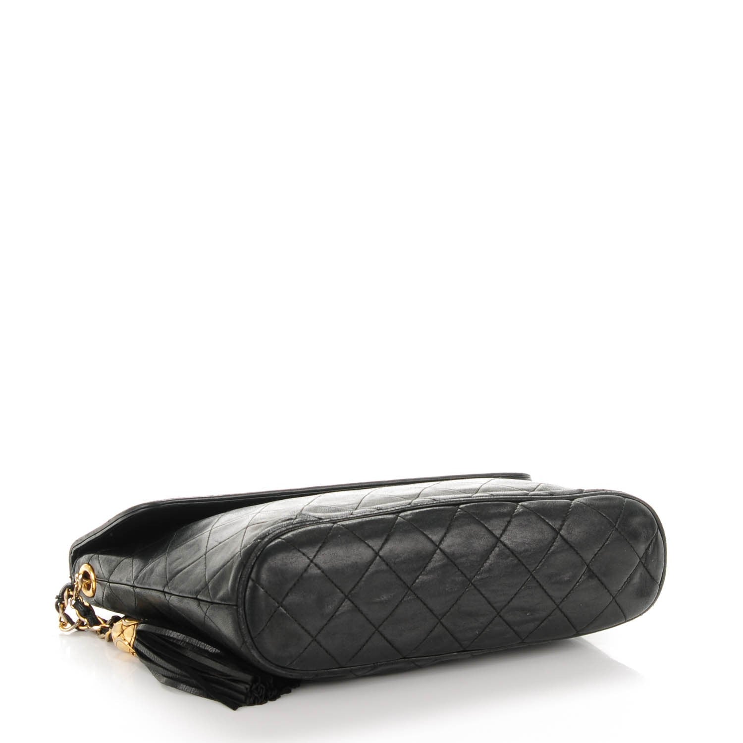 Chanel Lambskin Quilted CC Tassel Shoulder Flap Bag Black 4 of 9