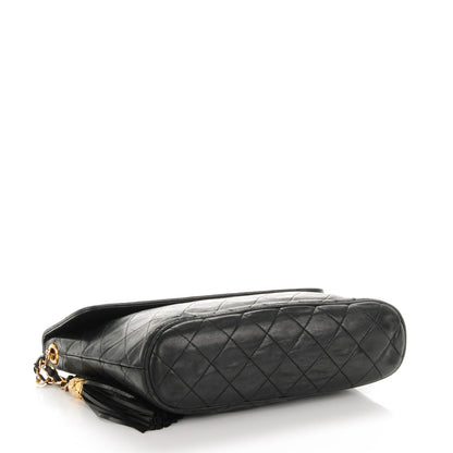 Chanel Lambskin Quilted CC Tassel Shoulder Flap Bag Black 4 of 9