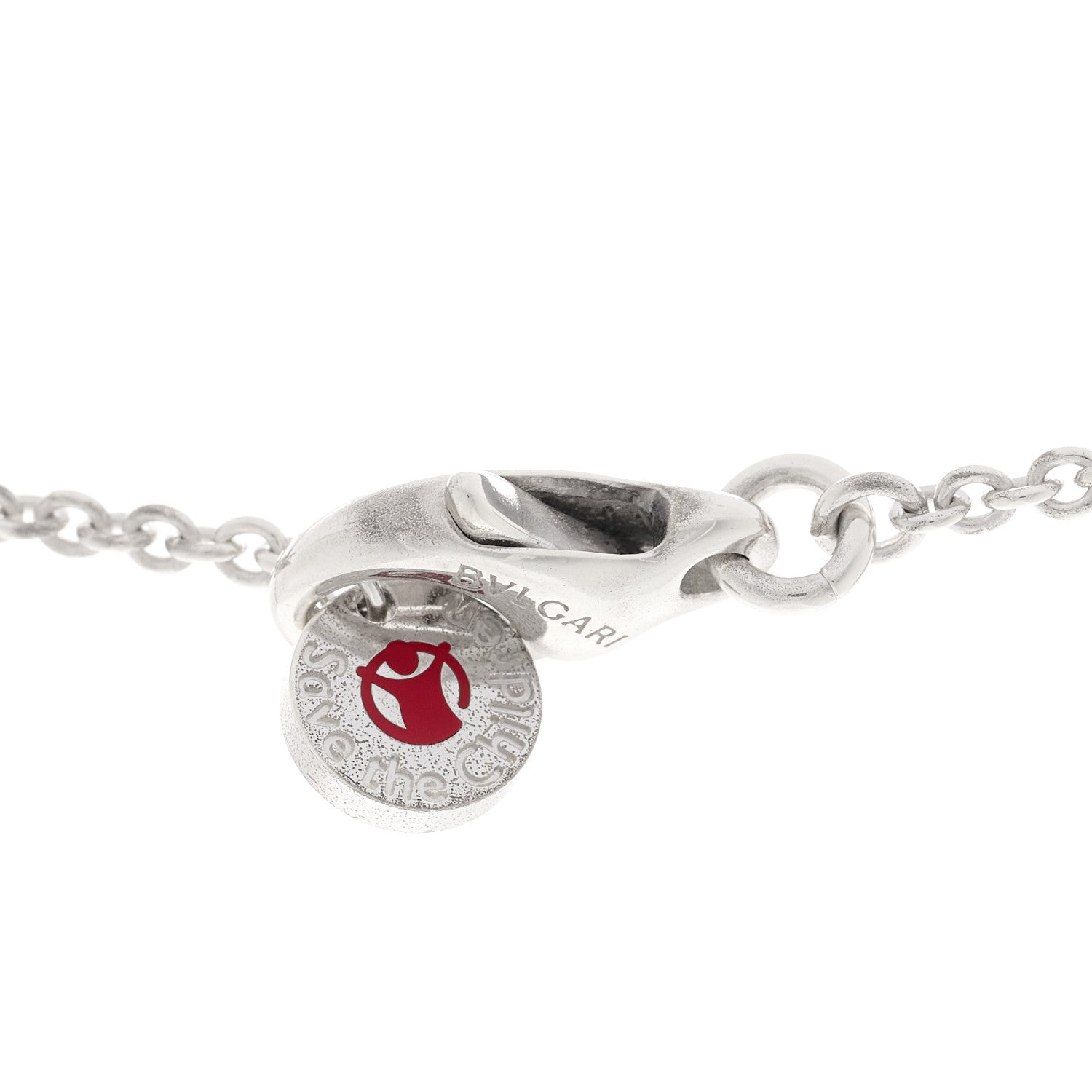 Bulgari Sterling Silver Ceramic Save The Children Pendant Necklace 4 of 4