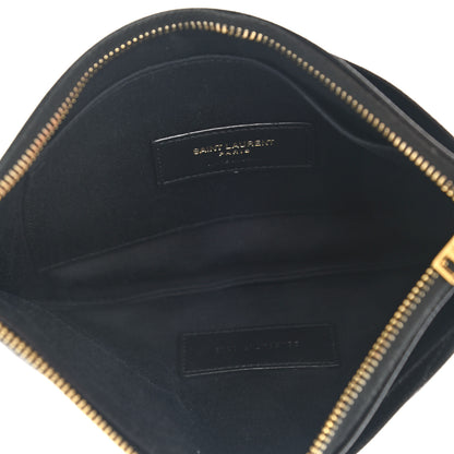 Saint Laurent Grain De Poudre Chevron Monogram Large Bill Pouch Black 5 of 7
