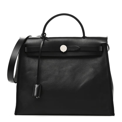 Hermes Toile H Berline Vache Hunter Herbag Zip PM 31 Black Ecru 1 of 11