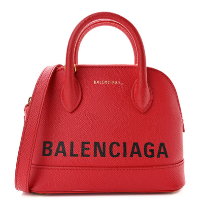 Balenciaga Signature Grained Calfskin Logo XXS Ville Top Handle Bag Rouge Lantern Black 1 of 13