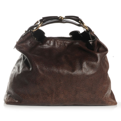 Gucci Guccissima Large Horsebit Chain Hobo Chocolate Brown 1 of 9