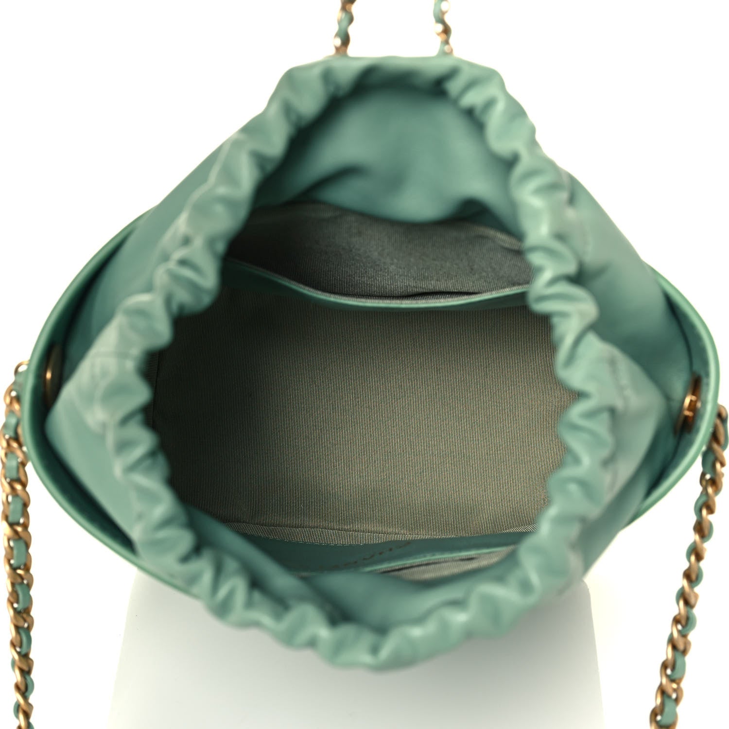 Chanel Caviar Bucket Drawstring Bag Light Green 9 of 11