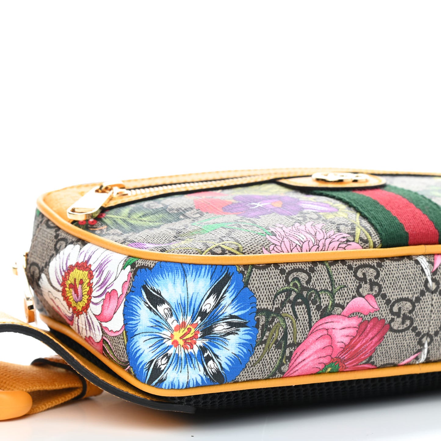 GG Supreme Monogram Flora Medium Ophidia Belt Bag Beige Multicolor Crop