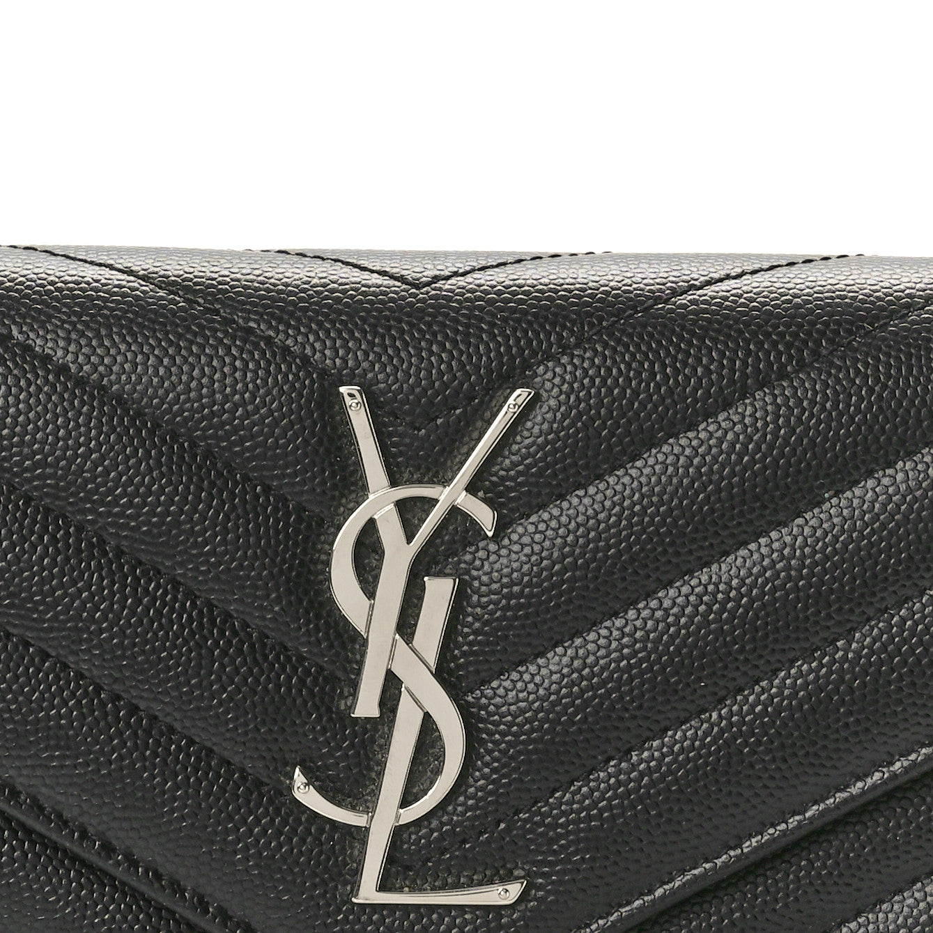 Grain De Poudre Matelasse Chevron Monogram Flap Wallet Black