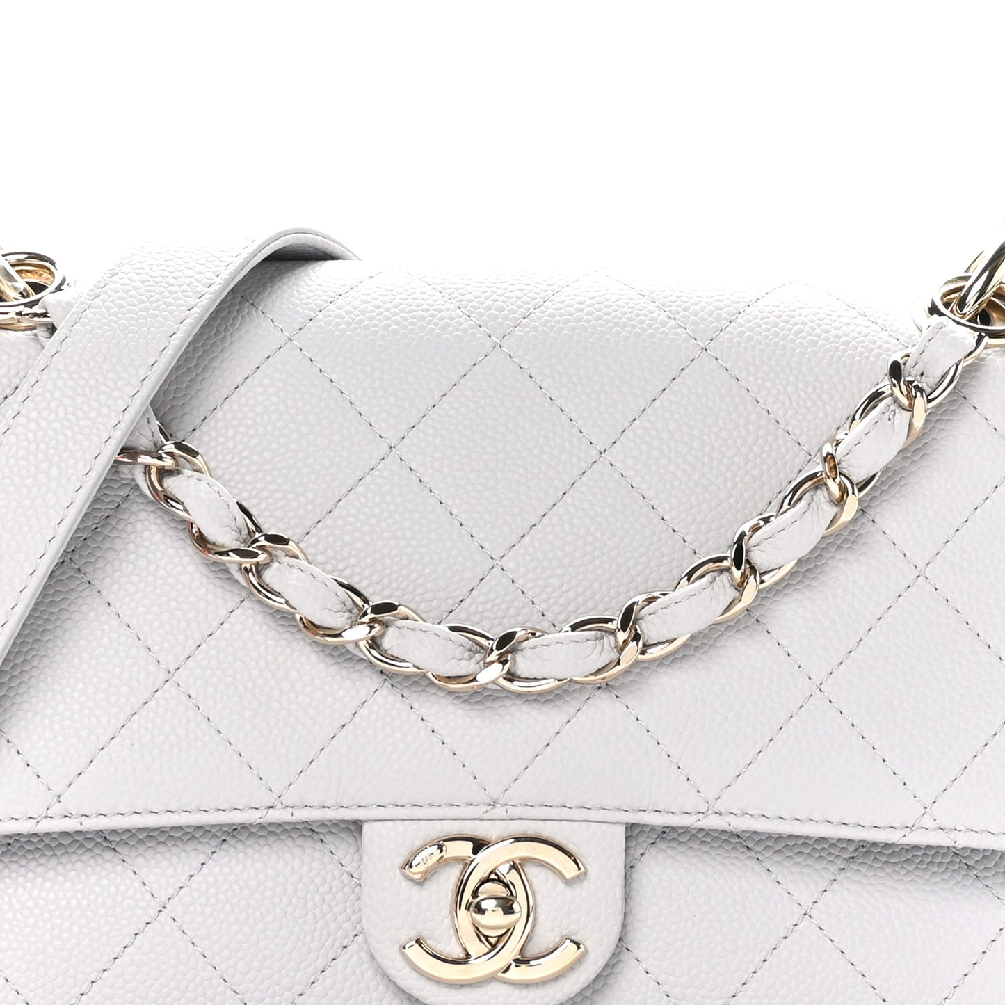Caviar Quilted City Walk Flap Light Grey