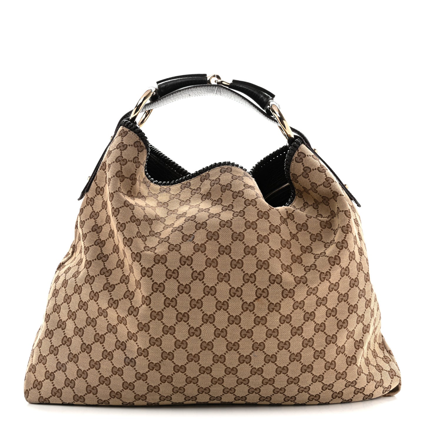 Monogram Large Horsebit Chain Hobo Dark Brown