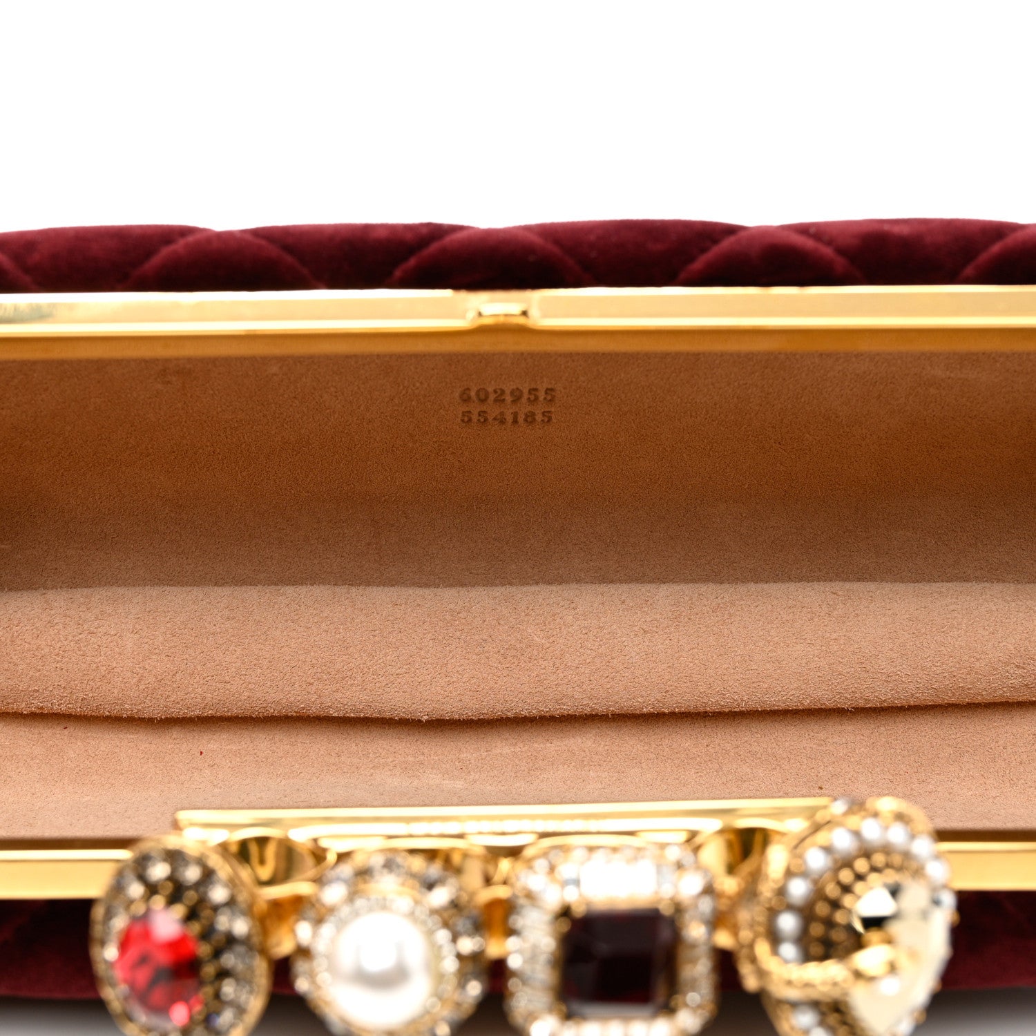 Alexander McQueen Velvet Skull Knuckle Box Clutch Burgundy 4 of 6