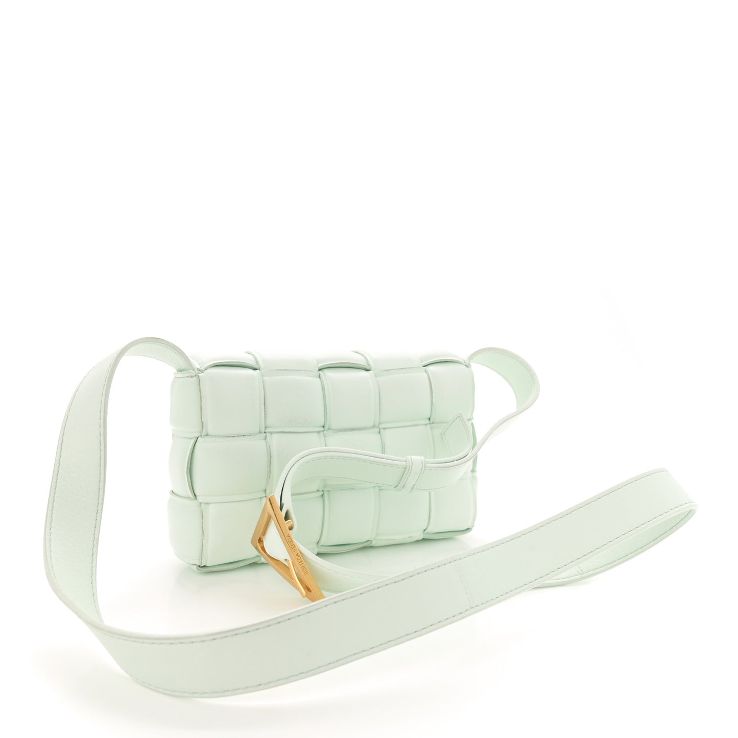 Nappa Maxi Intreccio Small Padded Cassette Crossbody Bag Glacier