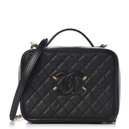 Chanel Caviar Quilted Large CC Filigree Vanity Case Black 1 of 7