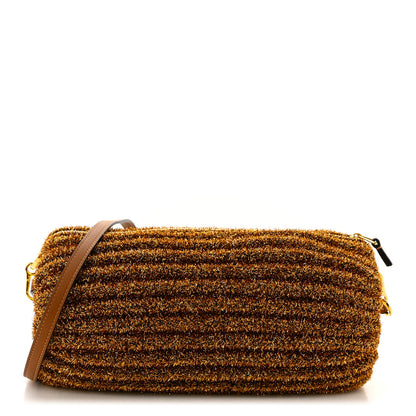 Loewe Metallic Lurex Pleated Bracelet Pouch Shoulder Bag Gold 1 of 10
