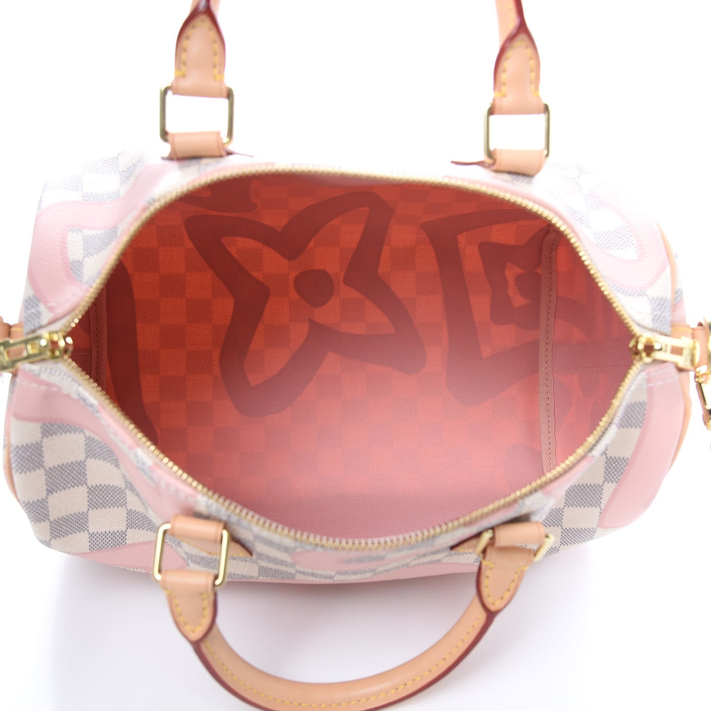 Damier Azur Tahitienne Speedy Bandouliere 30 Rose Ballerine