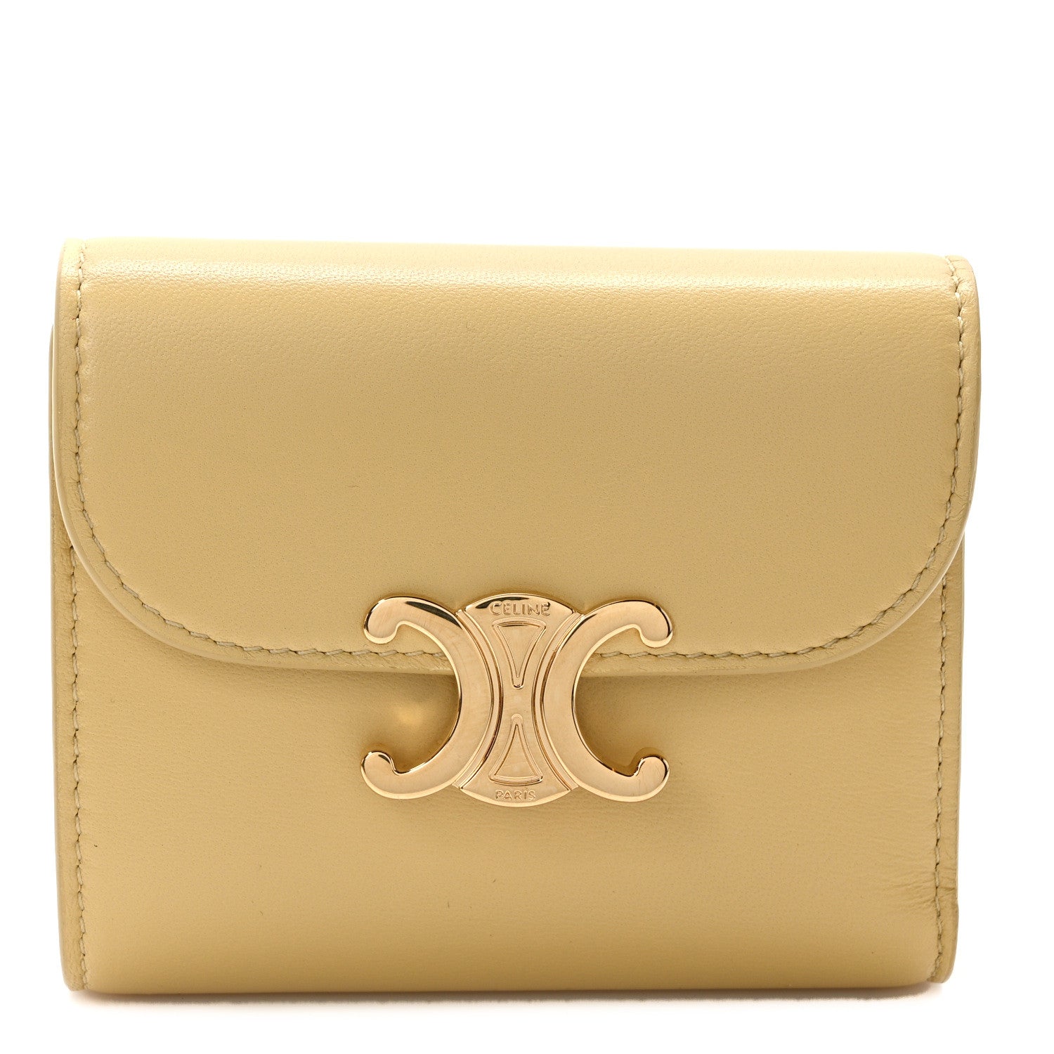 Celine Shiny Smooth Lambskin Small Triomphe Wallet Papyrus 1 of 10