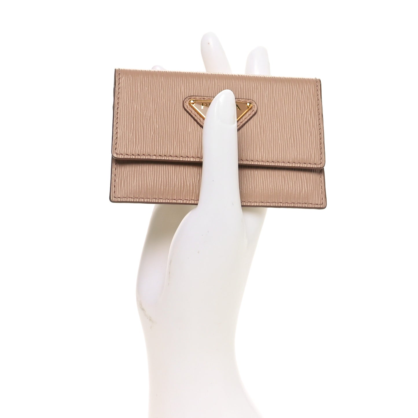 Vitello Move Triangle Logo Card Holder Cipria