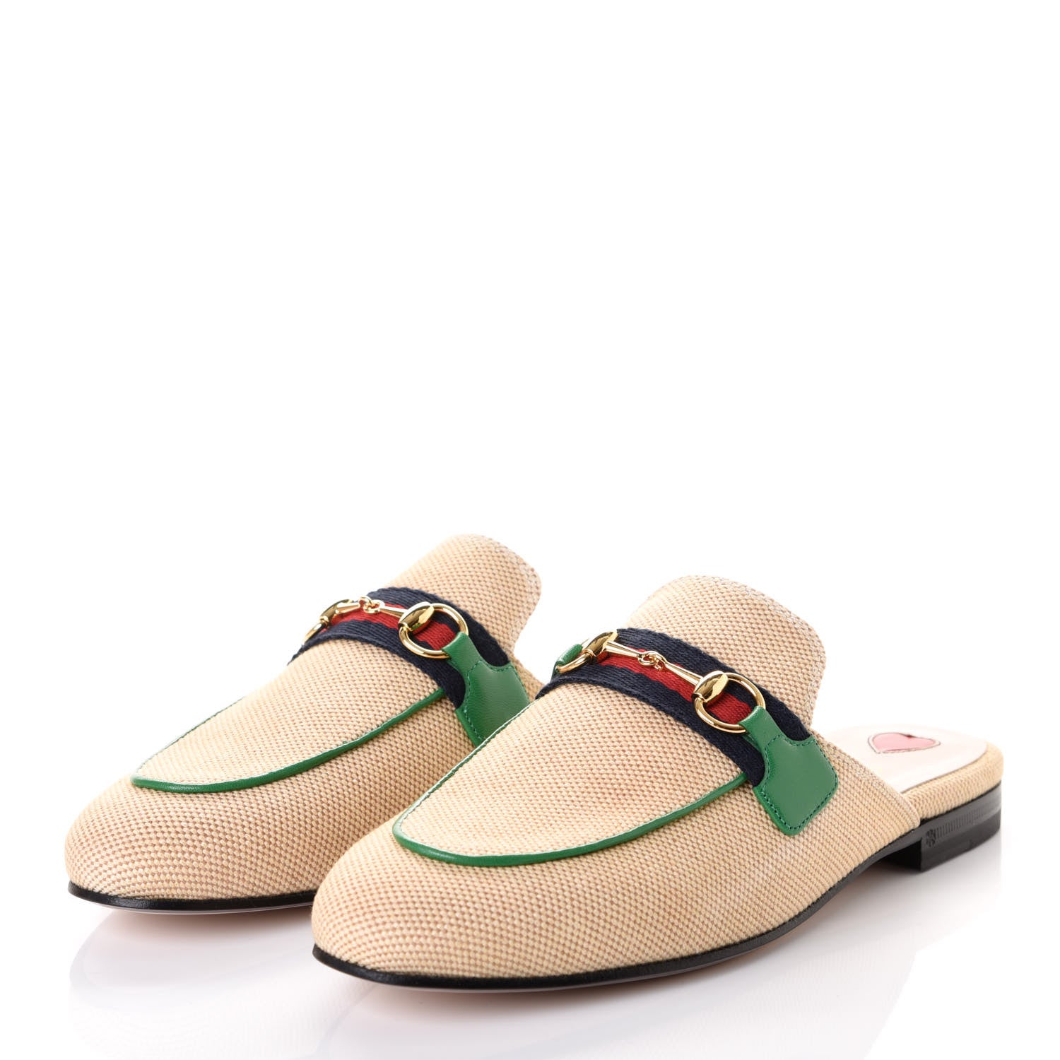 Gucci Canvas Vintage Charlotte Web Womens Princetown Slippers 37 Sand New Shamarock 2 of 10